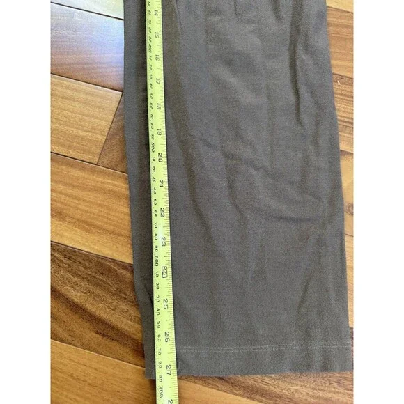 Eileen Fisher Greenish Brown Stretchy Elastic Waist Straight Leg Pants L Career